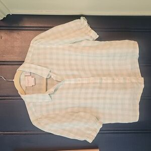 Laura Ashley Light Green Gingham Linen Top